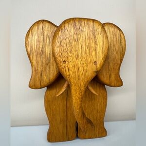 Wooden Elephant Figurine Wall Hang Home Decor African Safari Vintage